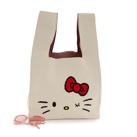 Hello Kitty Handbags - Hello Kitty Cream Tote Bag with Red Bow and Black Details